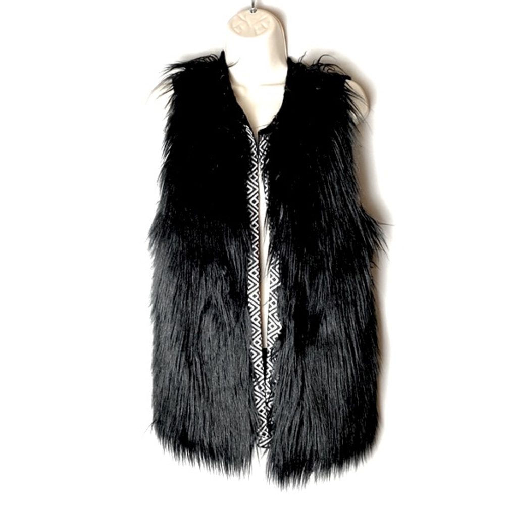 AGB Faux Fur Women's Cardigan Vest Size L